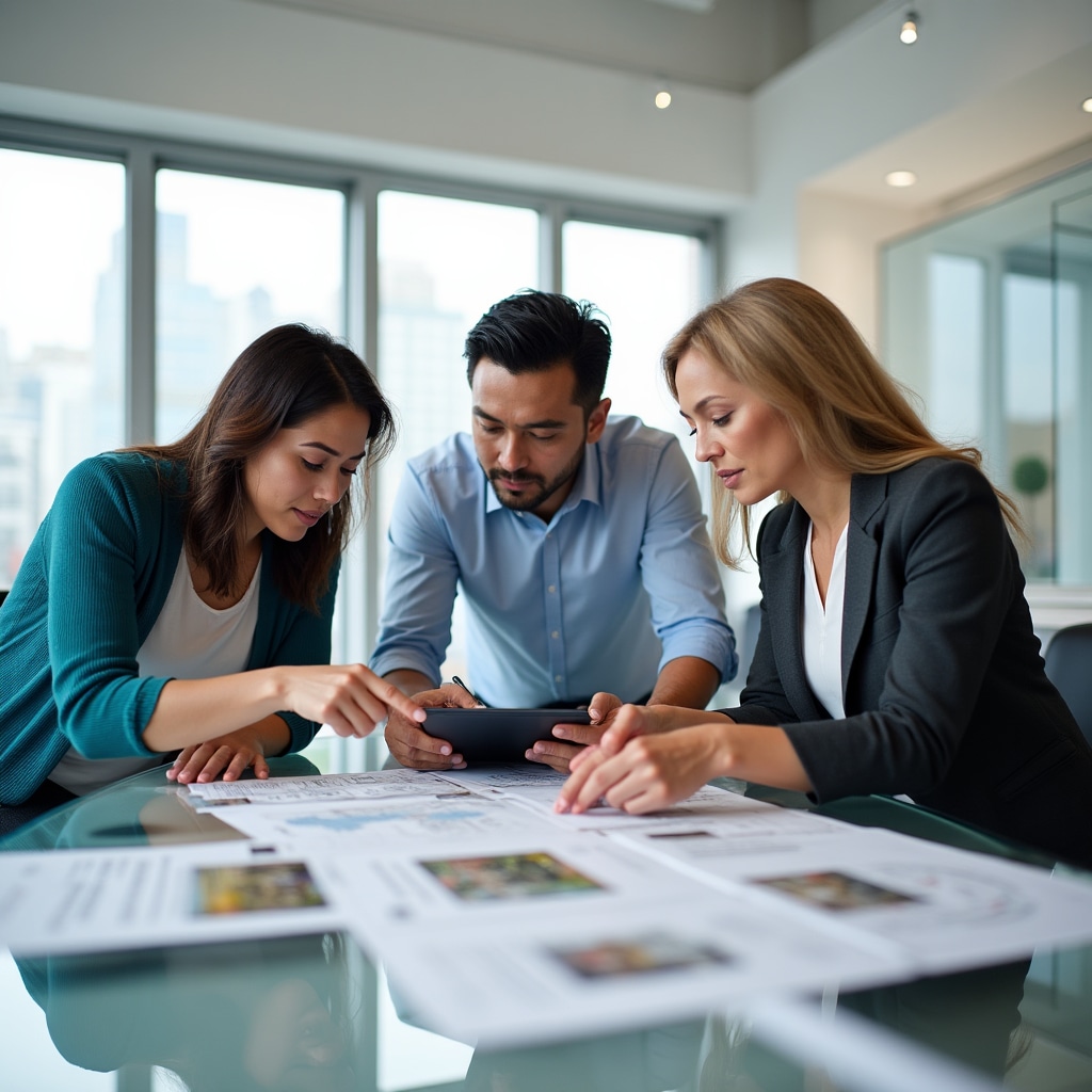 Community members reviewing comprehensive feasibility study together